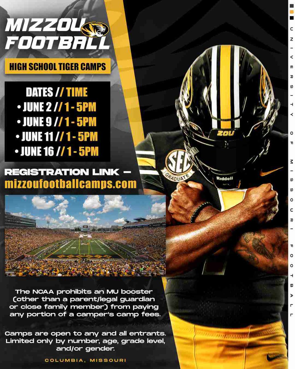 gavinrabe1's tweet photo. Thank you @MizzouFootball for the camp invite can’t wait to get out there and compete this summer! https://t.co/gwnbUEIBOw