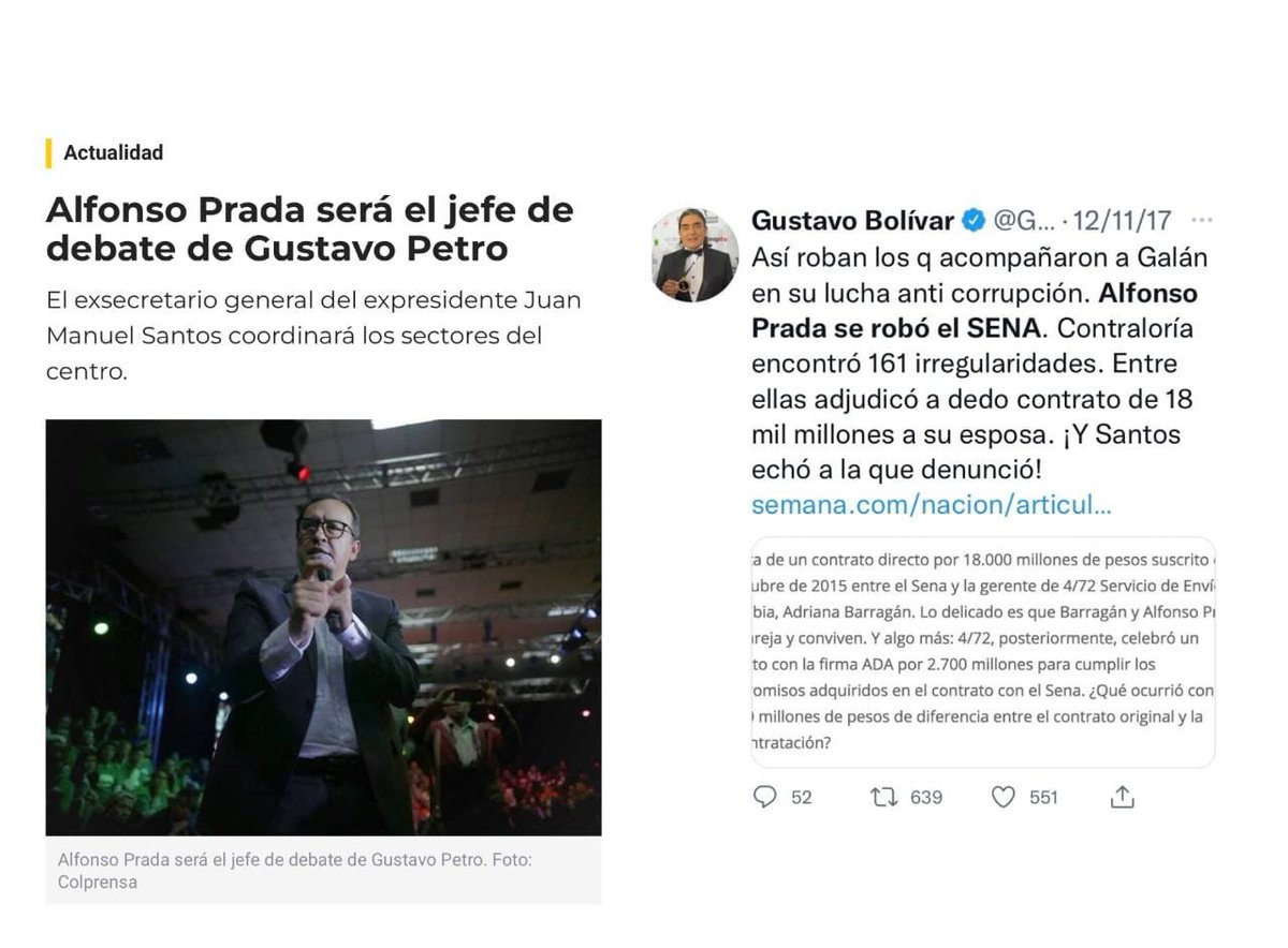 CARLOSFMEJIA's tweet photo. ¿Como así que el Jefe de Debate de Petro se robó el SENA según Gustavo Bolivar?. ¿O es requisito para ser directivo de esa campaña?. https://t.co/J7NNJZAClQ