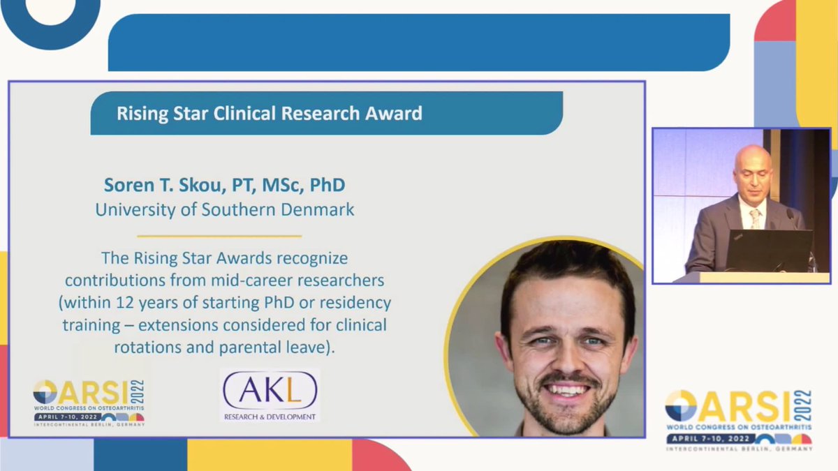 Rising Star Clinical Research Award - Soren T. Skou!! Congrats