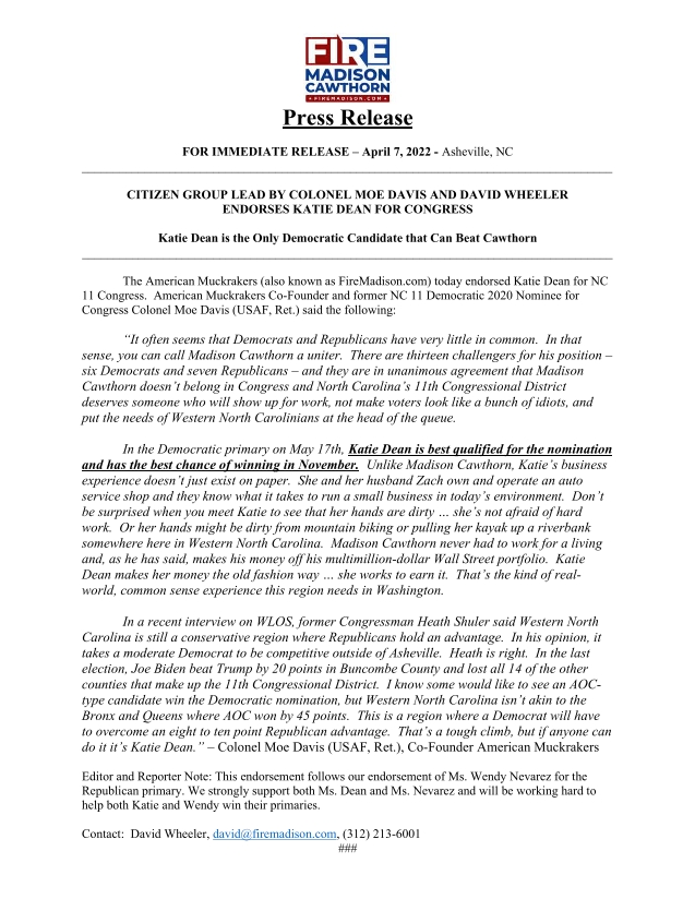 Fire Madison Cawthorn American Muckrakers PAC on Twitter "We're