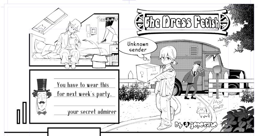 スケブ作業中 海外からのご依頼 女装する脚フェチ青年、みたいな 