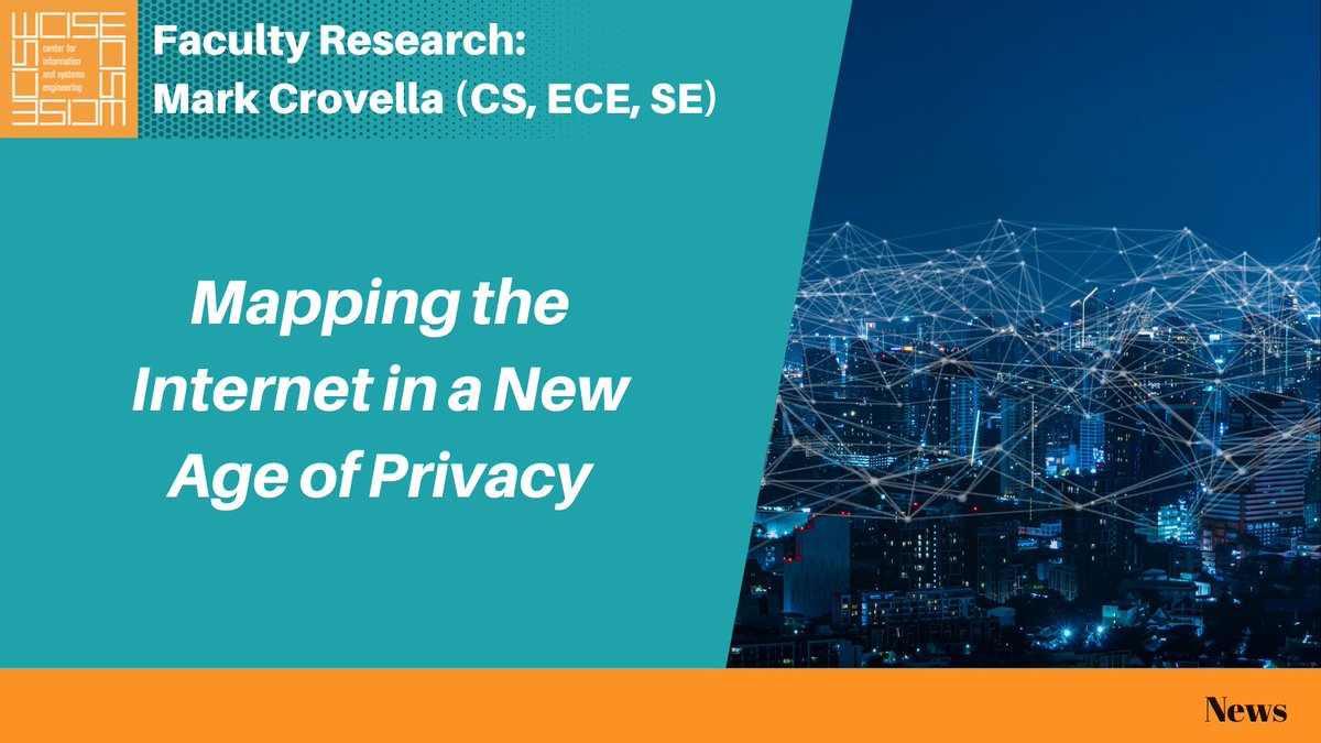 CISE_BU's tweet photo. CISE Affiliated Faculty @mcrovella (CS, ECE, SE) has found ways to map the internet as cloud and content providers build their own networks instead of using the public web.
Read more here: https://t.co/zsazxhMErG
#NetworkConnectivity #InternetMapping
@BU_CDS @BU_CAS https://t.co/rfqvMp2eCB