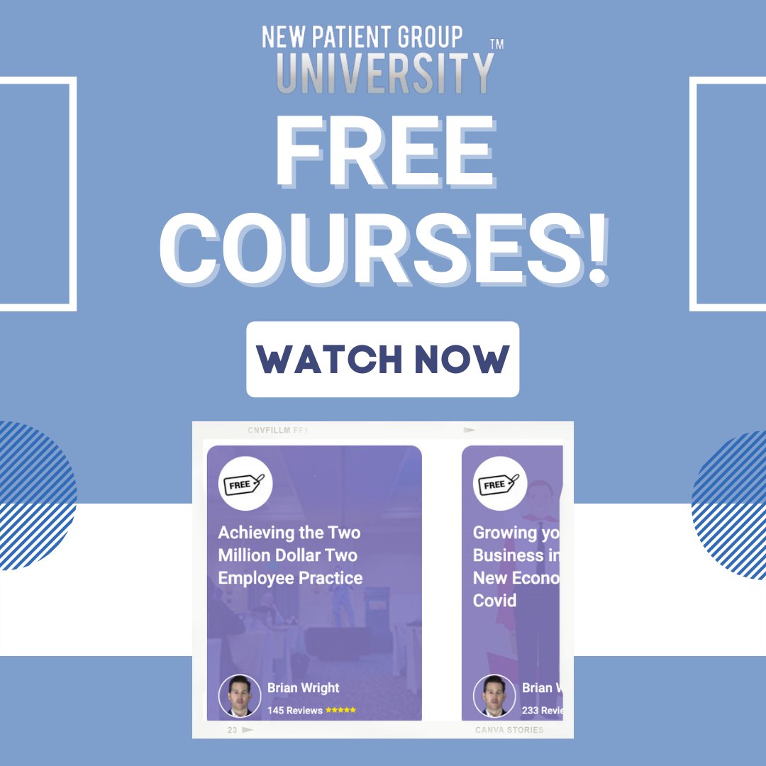 NewPatientGroup's tweet photo. We offer FREE courses to get your feet wet and help you understand what our coaching content is all about! Our NPG University serves as supplementary, on-demand content along with our live-coaching curriculum.

 https://t.co/73361mVij3 https://t.co/1lxi889IDm