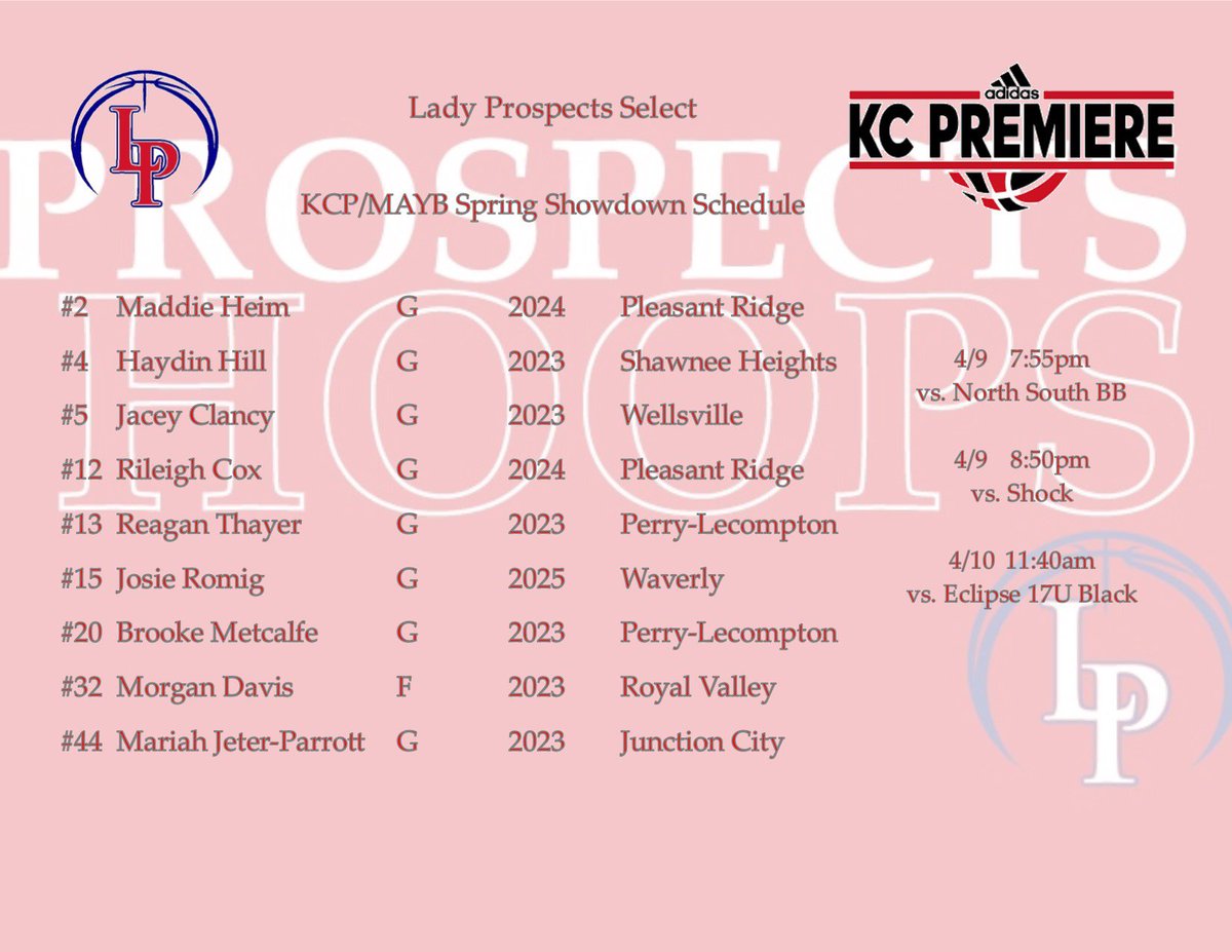 Opening weekend for our high school teams. Our 16U and Select teams will be in KC while our 17U team will travel to Springdale, AR for the Border War!

Good luck to all our teams, players and coaches! #TheLPSisterhood🔴🔵