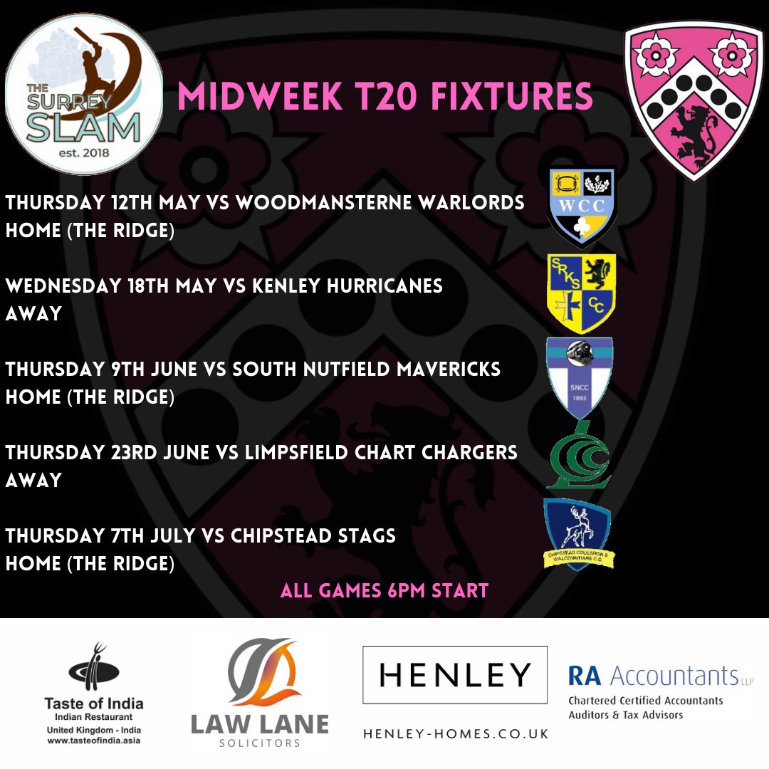 Purley Cricket Club (@purley_cc) on Twitter photo We are excited to announce our midweek T20 <a href="/SurreySlam/">Surrey Slam</a> group stage fixtures. The Pumas will be looking to qualify for the knockout stages and then finals day! 🏏🏏🏏 We are excited to announce our midweek T20 <a href="/SurreySlam/">Surrey Slam</a> group stage fixtures. The Pumas will be looking to qualify for the knockout stages and then finals day! 🏏🏏🏏