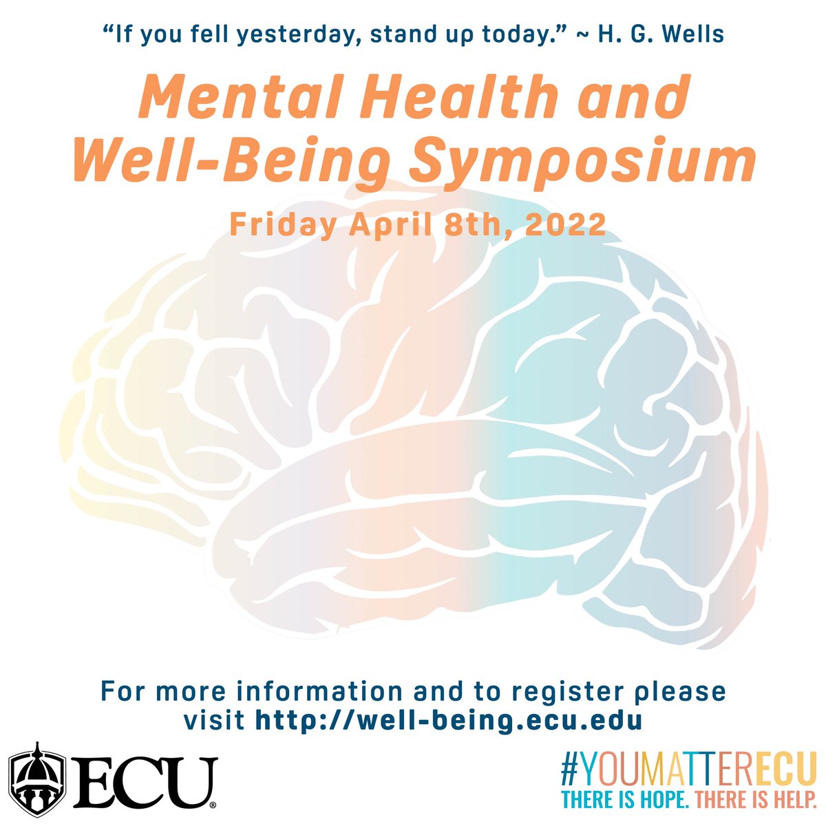 TOMORROW is the big day! Join us starting at 9 am for our first Mental Health and Well-being Symposium. Check out the website and schedule at well-being.ecu.edu where we just updated the session links and information!