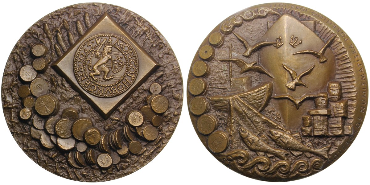 numismagram's tweet photo. Here's a really intriguing Swedish bronze medal from 1973 celebrating the #Göteborg Numismatic Association and exhibiting some intricate depictions of coins—ancient to modern—that entertain the eye... ➡️$185⬅️ https://t.co/k6ZUO5s21s #numismatics #exonumia #medallicart https://t.co/efNm5hicGh
