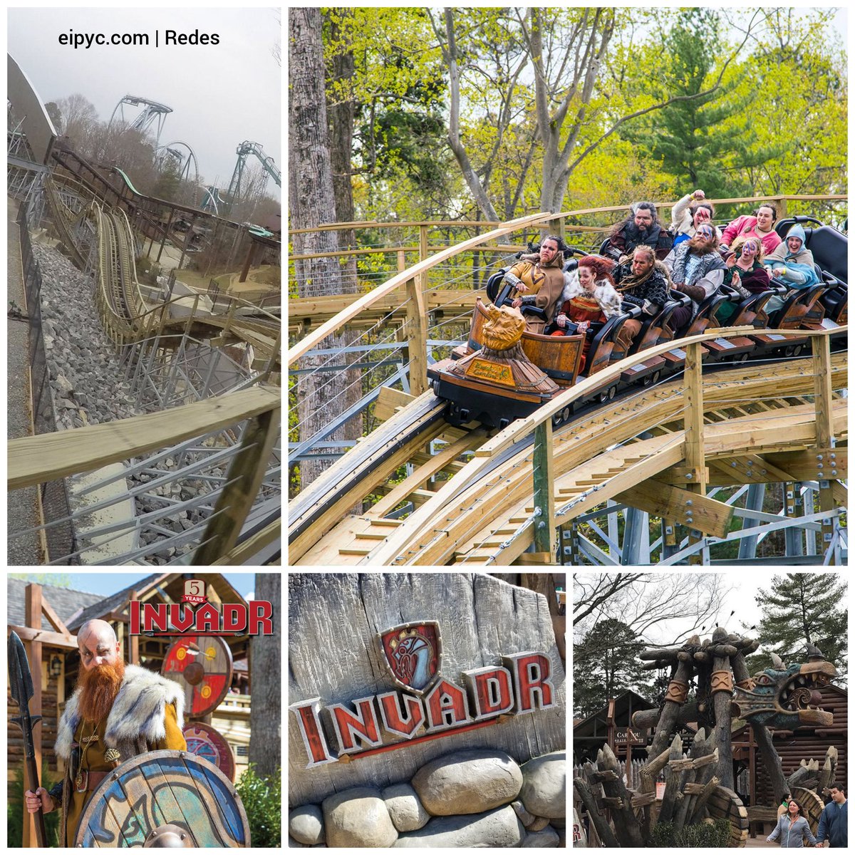 EIPYC's tweet photo. 🔵Virginia, USA | 5 años atrás, los Vikingos se juntaban para celebrar la apertura de #InvadR, un modelo: Wooden Coasters/Custom de "#GreatCoastersInternational", con una longitud de 645 m, 22 m de caída, una velocidad de 77 km/h y capacidad de hasta 16 pasajeros por tren. https://t.co/3XZX6UpHUT