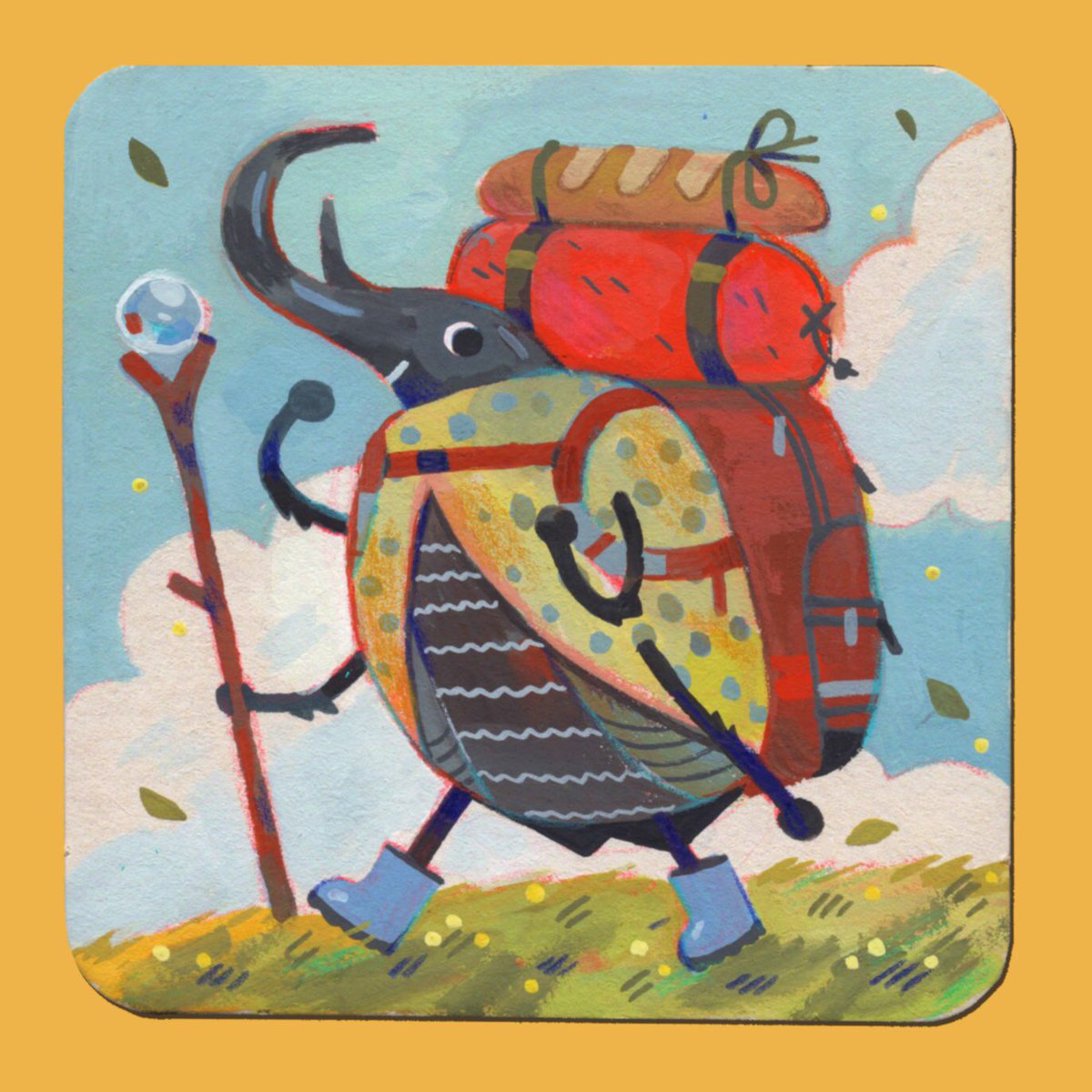 「Gouache and colored pencil backpacking b」|Jamie Greenのイラスト