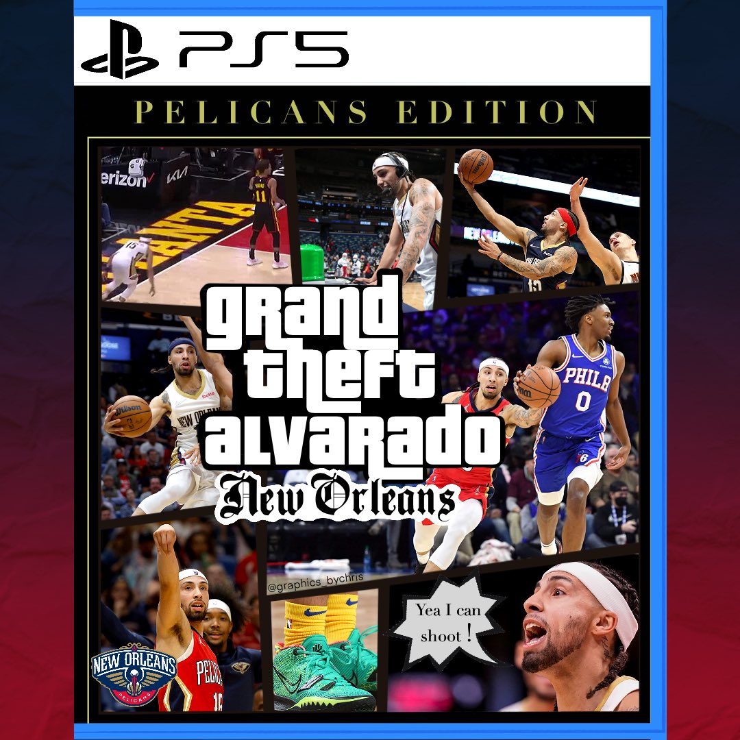 graphic_bychris's tweet photo. 🏀 "Grand Theft Alvarado” 🎮
~
@AlvaradoJose15
📱 : Made on Procreate
~
#procreate #collageart #procreateart #graphicdesign #playstation5 #digitaldrawing #digitalart #nbadesign #nba #GTAV #nbagraphics #josealvarado #neworleans #nbaplayoffs #Pelicans https://t.co/ejZDaCwGP8