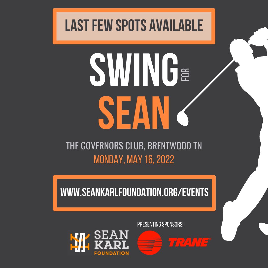 Last few spots remaining for our #SwingforSean! Get yours now!! 

seankarlfoundation.org/events/