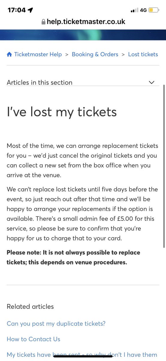 tomwilliams7's tweet photo. @TicketmasterCS how do I speak to someone about this? https://t.co/gMs922Z79Q