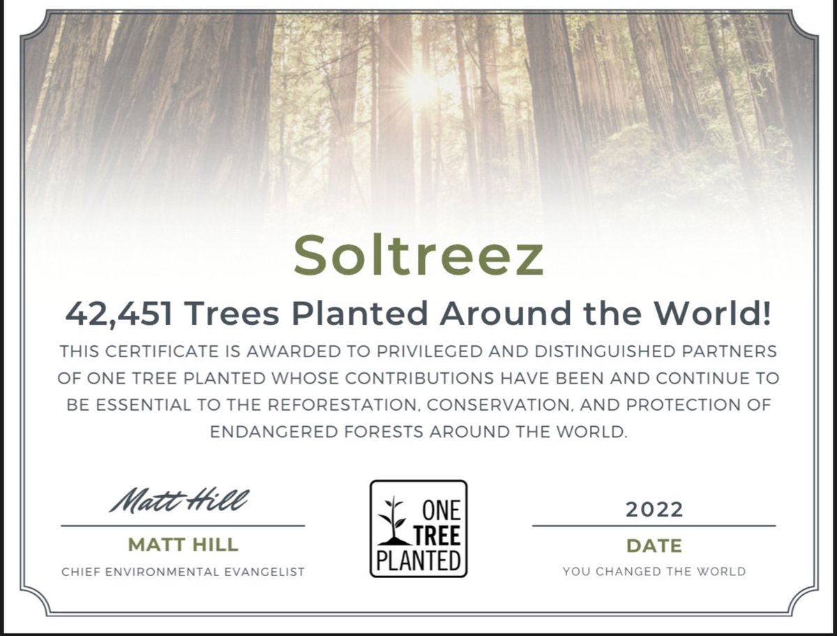 We’re happy to announce the SolTreez community has officially planted 42,451 trees across Southeast Asia, Australia, Midwest USA, and South America!

Thank you to the community and <a href="/onetreeplanted/">One Tree Planted</a> for helping us achieve this amazing goal.
