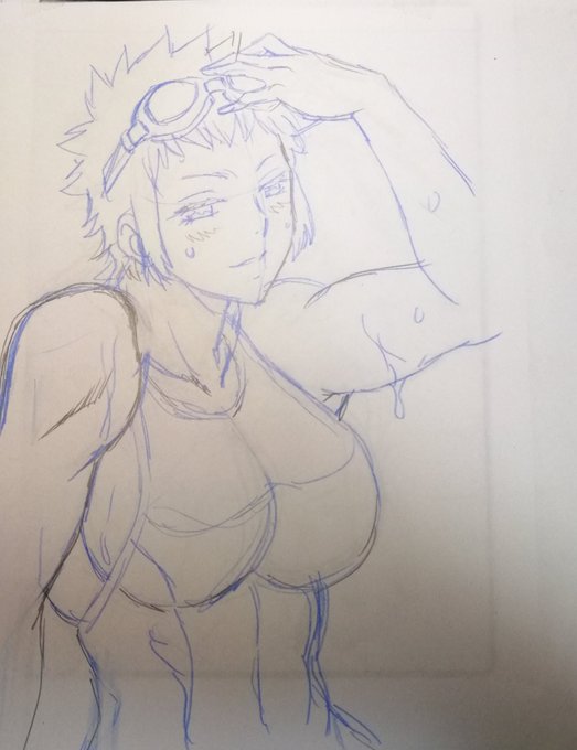 猫まんまの夜食を食べて、朝まで仕事をもう一踏ん張りのはずだが、息抜きで昨日ラフ描いてたイラストの下書きを‥今月はこの2枚を上げるのが精一杯かな? 