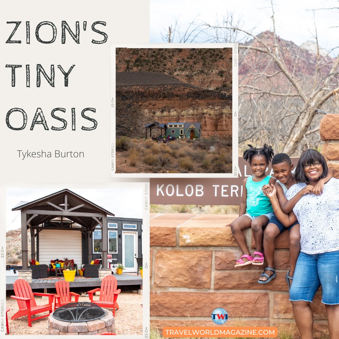 Tykesha and her ‘quaranteam’ embarked on an adventure to Utah. Read about their tranquil experience staying in a Tiny House that overlooked Zion National Park at #LinkInBio! 🤩🤩🤩 #NATJA #TWI #SpringIssue #SpringIntoTravel #NATJAMembers #TravelJournalism #travelmagazine #Utah