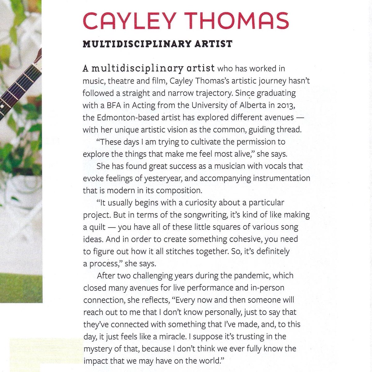 Honoured to be included in this month’s edition of <a href="/EdifyEdmonton/">Edify Magazine</a> alongside five other artists doing brilliant creative work!

Photo by Andrew Mardon and short excerpt from a wonderful conversation I had with Edify intern Rohit. 🤍