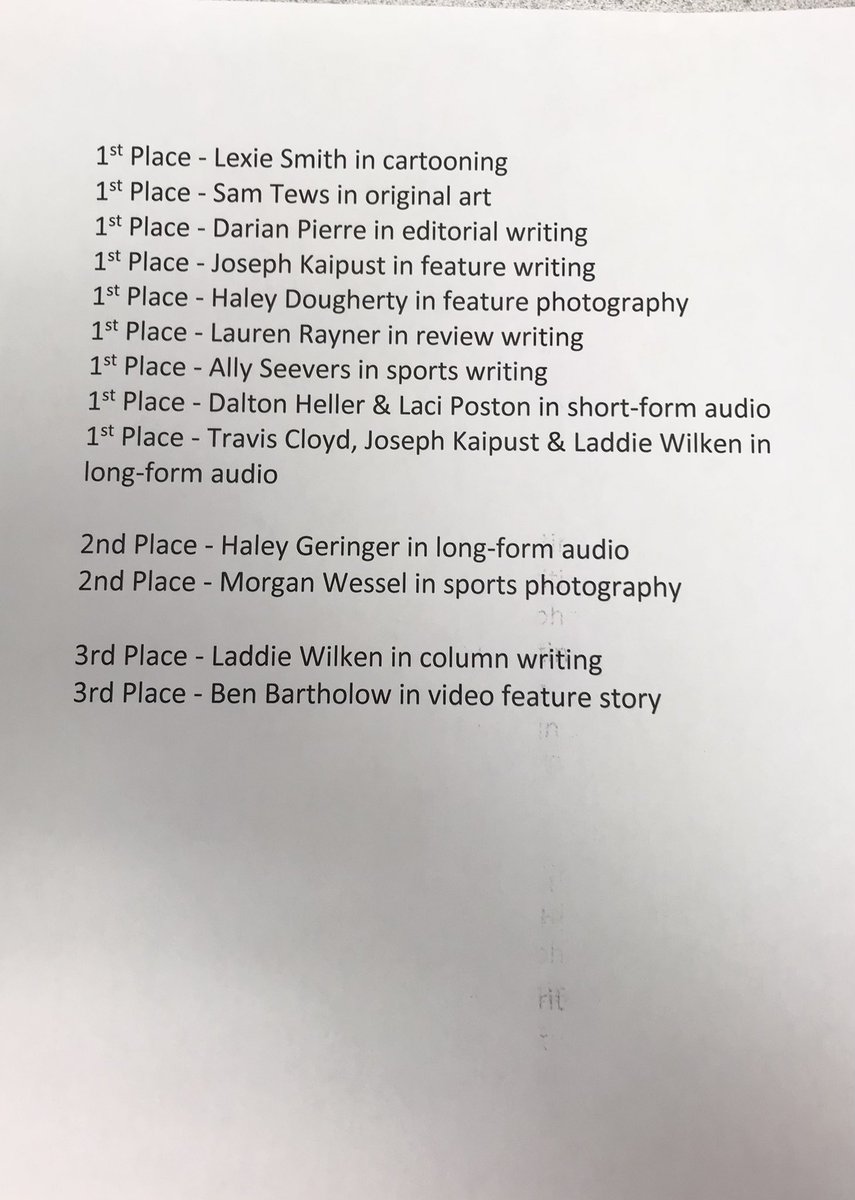 MSHSactivities's tweet photo. Congratulations to the following Patriot Journalists that earned awards at the UNO Department of Communications Contest!!! 👏👏👏 Way to Go, Patriots! #TPW @MSHSCommonSense @MSHSYearbook https://t.co/XnIjd4gIp8