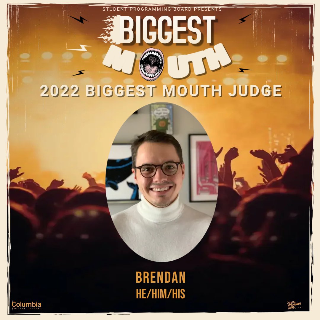 SPBcolumbia's tweet photo. BIGGEST MOUTH 2022 JUDGES 🤩🎶  
• 
Meet our judges for tonight at Biggest Mouth! Be sure to join us tonight, April 7th at 7 pm in the Metro (3730 N Clark St. Chicago, IL 60613)🤩 
#spbcolumbia #columbiacollegechicago https://t.co/ggZYtuIy1C