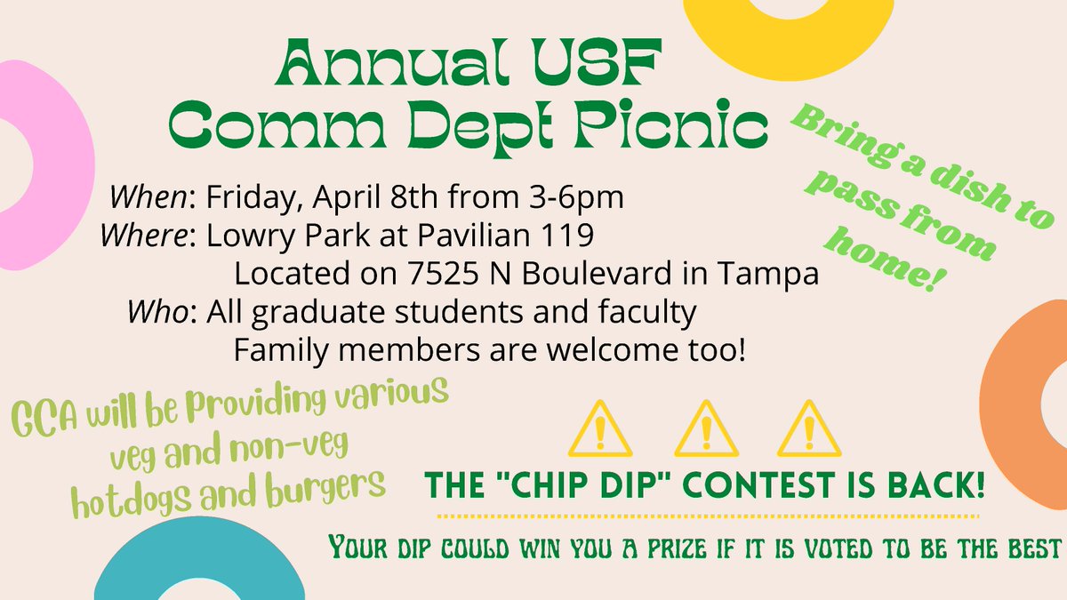 GCAatUSF's tweet photo. Join on this Friday for our Annual Comm Dept Picnic 🌅 https://t.co/zlLuGRZUev