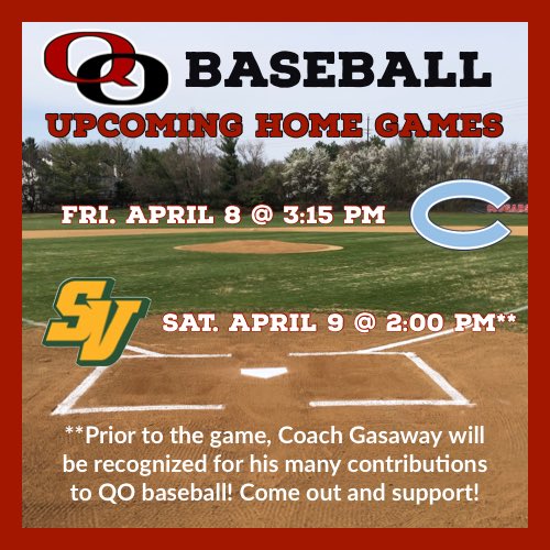 No better way to start spring break than with a two-game homestand! Come out and support the boys ⚾️ <a href="/QOAthletics/">Quince Orchard Athletics</a> <a href="/CoachGasaway/">Jason  Gasaway</a>