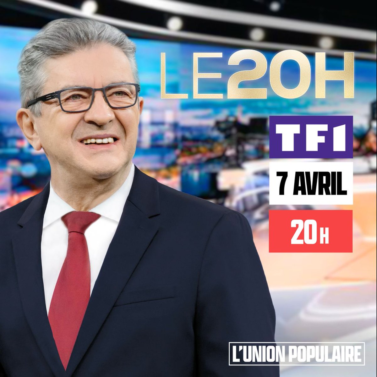 📺 Jean-Luc Mélenchon est l'invité du Journal de 20h sur TF1 ! 

#MelenchonTF1 
#MelenchonVaGagner