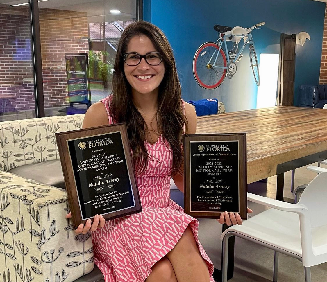 A HUGE congrats to <a href="/NatalieAsorey/">Natalie Asorey</a> on being named the 2021-2022 <a href="/UF/">FLORIDA</a> Undergraduate Faculty Advisor/Mentor of the Year! 🌟

We're honored to have you as a part of our faculty, Natalie! You inspire us all, but especially our students, and we know that your impact knows no bounds!