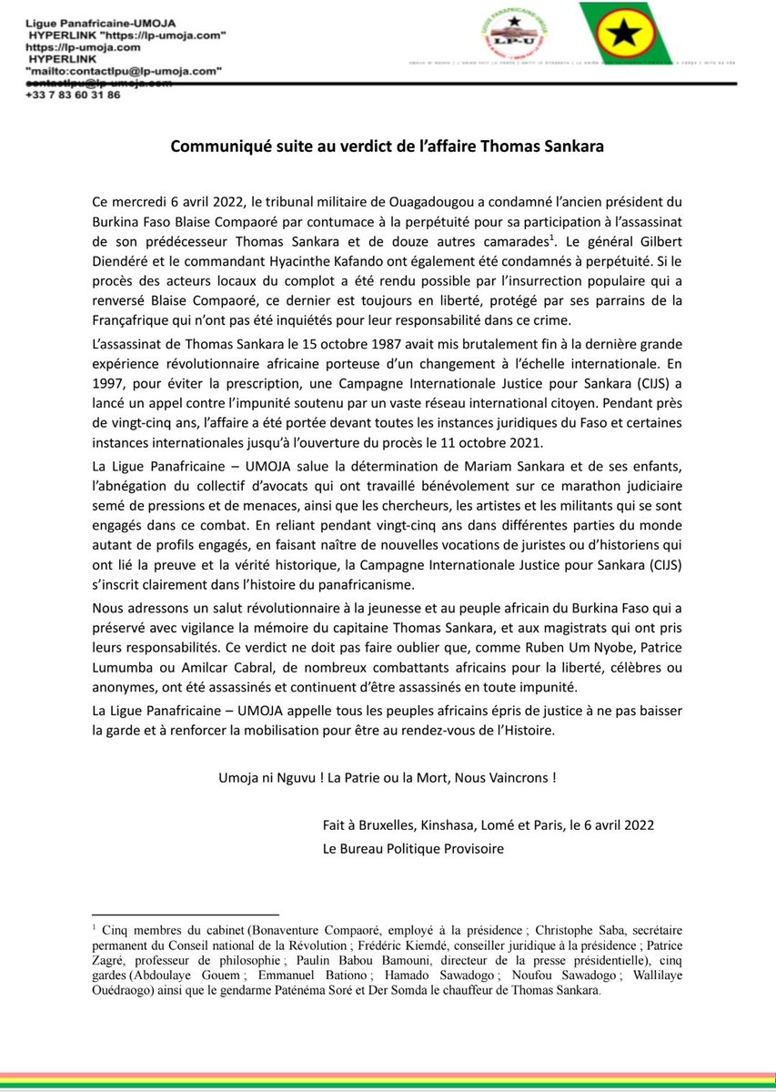 Ligue Panafricaine-Umoja tweet media