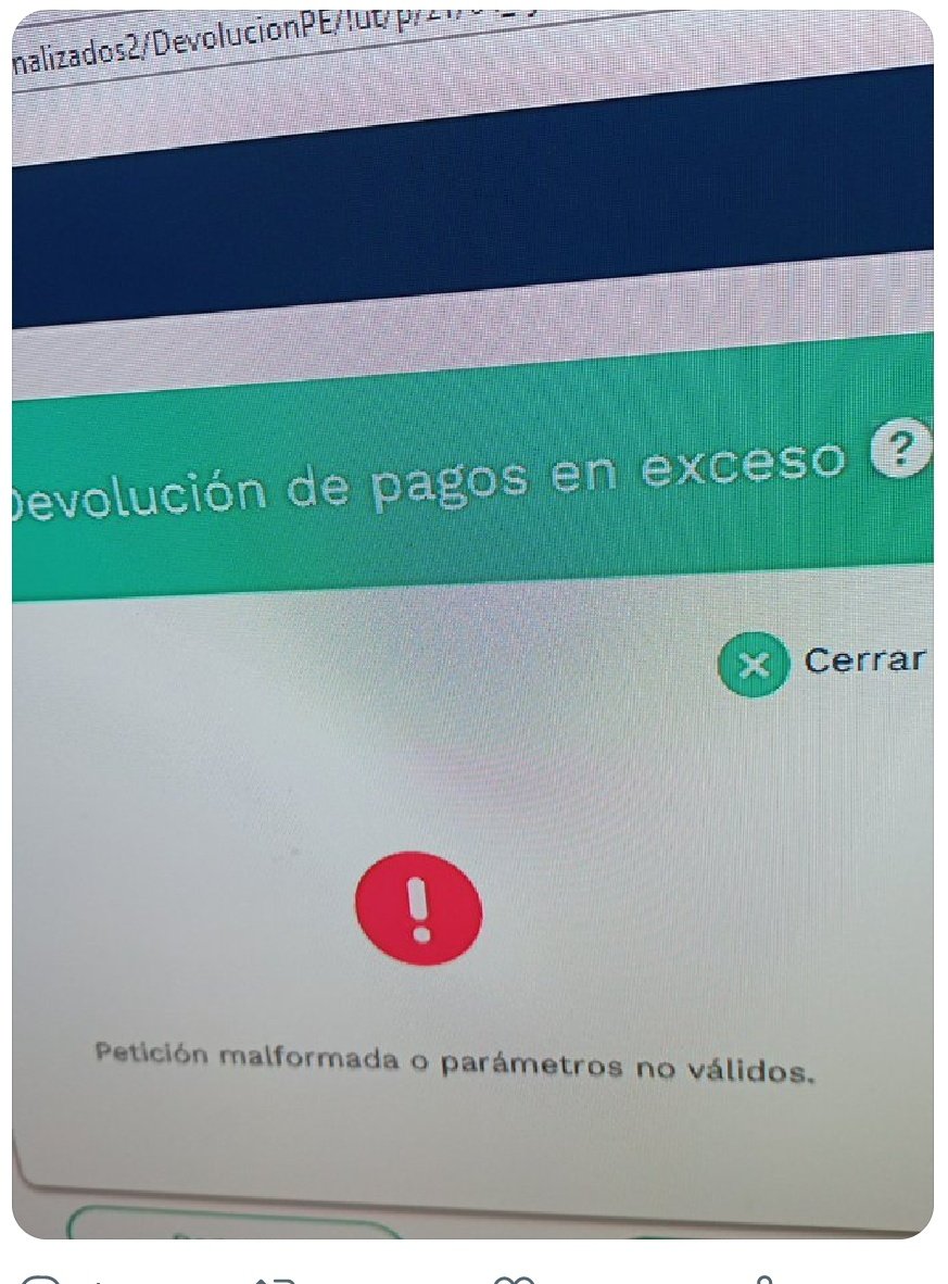 rontiver's tweet image. ¿Alguien más tiene problemas cuando intentan solicitar la devolución de pagos en exceso del @Infonavit ? Ya lleva mucho tiempo así. A mí me aparece "petición malformada o parámetros no válidos". #ArreglaTuProblema #Infonavit