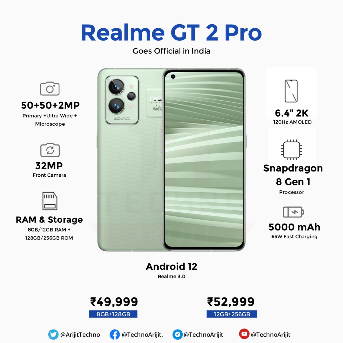 ArijitTechno's tweet photo. Realme GT 2 Pro has been launched in India.

It will go on sale from April 14th.

#RealmeGT2Pro #RealmeGTSeries #RealmeIndia #Realme #FlagshipPhone #technoarijit #technews #technologies #tech #techworld #technology #technologynews https://t.co/vlSodVNnUK