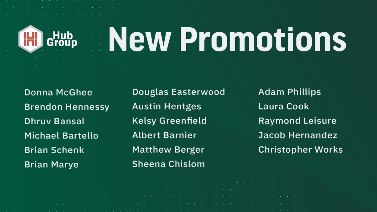 Congratulations to our #HubGroup team members on their promotions during the month of March. #TheWayAhead