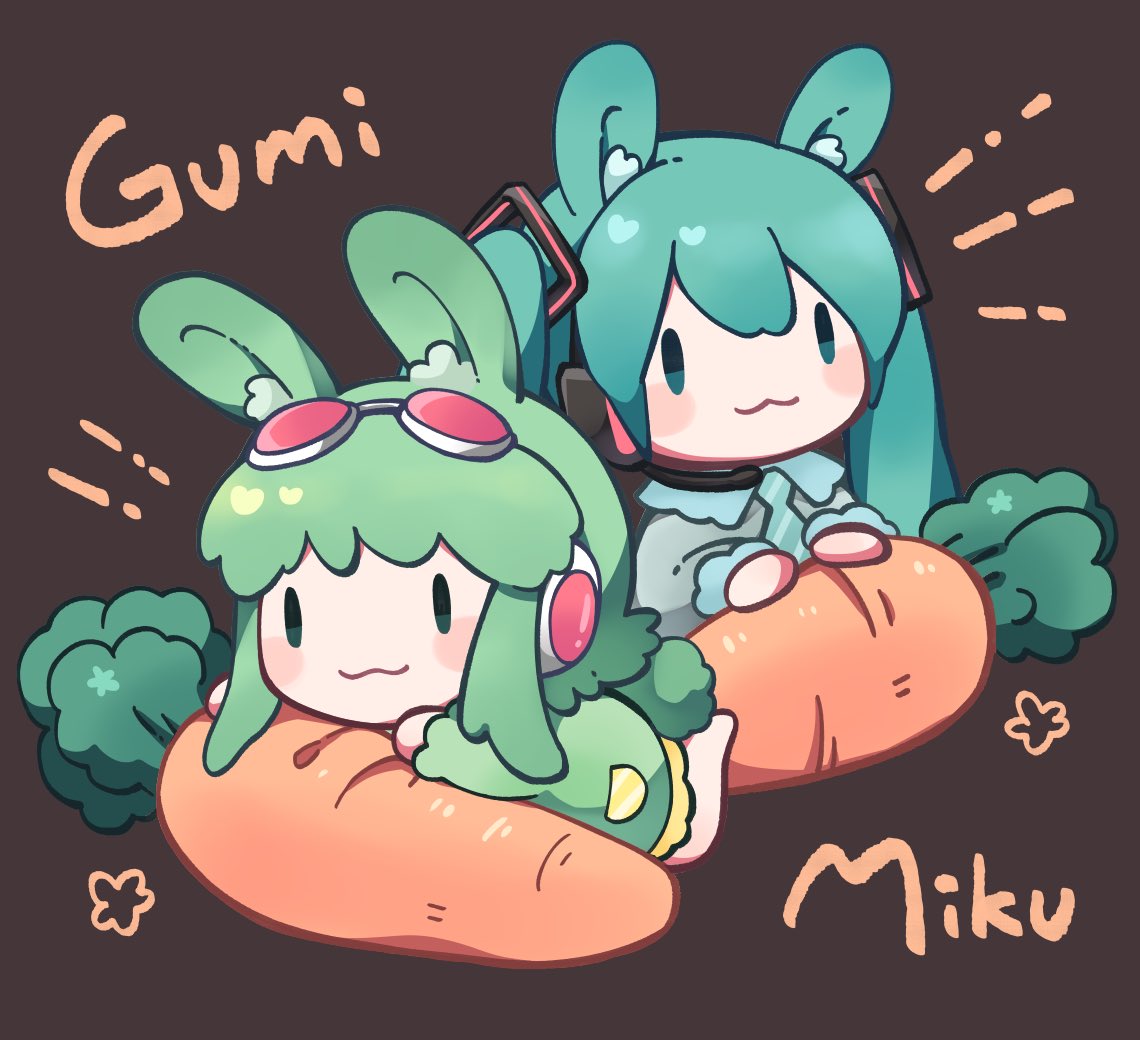 GUMI ,初音ミク 「Here is my art for #GSCreateSpace ! 🥕
I」|にゃん🍨のイラスト