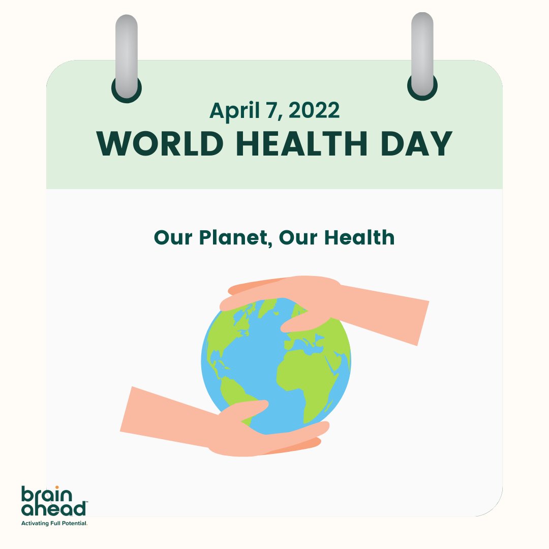 The World Health Organization’s “Our Planet, Our Health” campaign goal is to inspire people and businesses to take actions that clean our air, food &amp; water. Not only are these 3 things important to our planet and overall health they are vital for our brain health! #worldhealthday