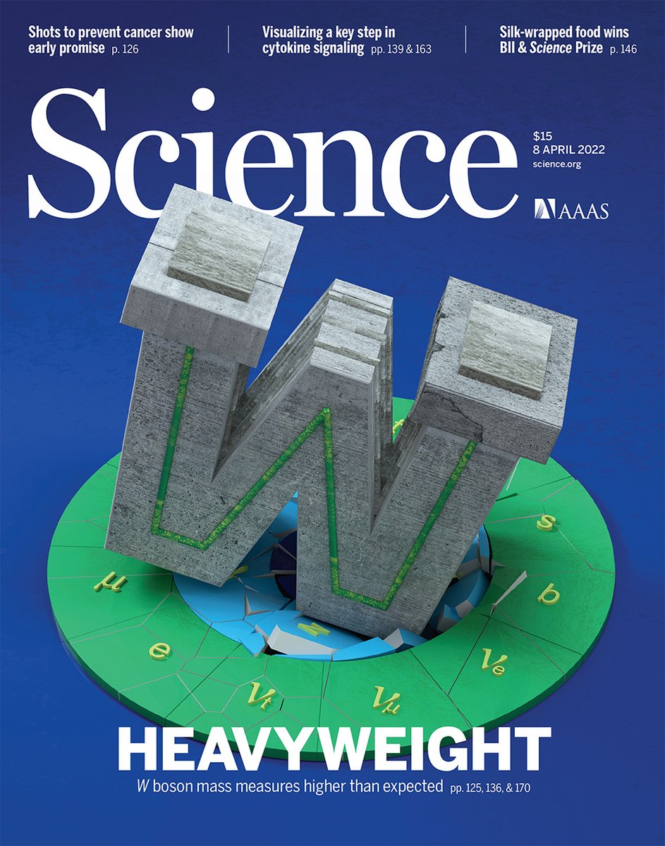 ScienceMagazine's tweet photo. A new, very-high-precision measurement of the W boson mass suggests that improvements to calculations or extensions to the standard model of particle physics might be needed.

Read that research and more this week in Science: https://t.co/u9xniWuTqB https://t.co/HXPKAW5UEK