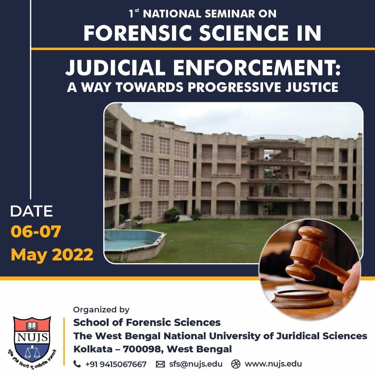 drankitforensic's tweet photo. With extreme pleasure, The West Bengal National University of Juridical Sciences, India's Leading Law University is ready to host all of you in the 1st National Seminar on 'Forensic Science in Judicial Enforcement : A way towards progressive justice'
Save the dates !!! https://t.co/KvIKTV8vx4