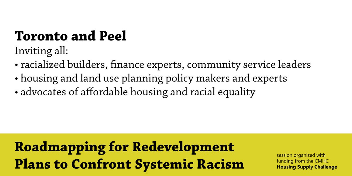 Join our April 20th workshop on empowering racialized people to build and implement planning solutions to speed up the development of affordable housing and increase security for racialized renters peelhscarrp.eventbrite.ca - 9:30am-12:30pm torontohscarrp.eventbrite.ca - 3:30pm-6:30pm