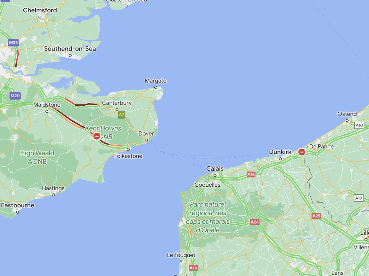 julesmchamish's tweet photo. Bit busier now in #Kent at 7pm 7th April. Now along with the #M20, the #M2 is a big red line.
France, not so much! https://t.co/kNpcEPTUcg