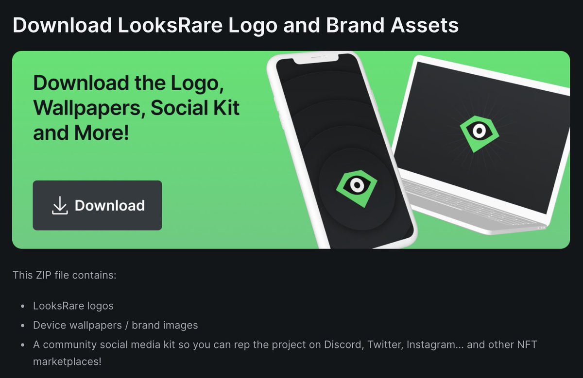 The #LooksRare design team made some cool stuff for you.

💎👀docs.looksrare.org/about/brand-lo…