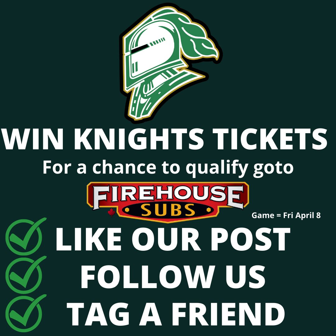 Let's go Knights....Let's Go
What a chance of winning 4 tickets for Friday's night game?  All you have to do is Follow Us...Like Our Post and Tag a friend and you will be entered to win....