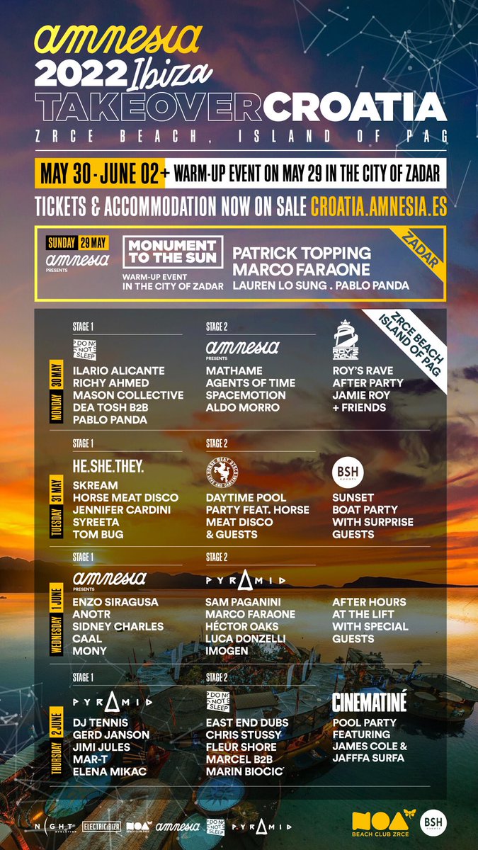 [FULL AMNESIA IBIZA TAKEOVER CROATIA 2022 LINEUP]

Let's start the summer off right! We're ecstatic to reveal the whole Amnesia Ibiza 2022 lineup! 🤩

Tickets are on sale now!
━bit.ly/3vll4WD