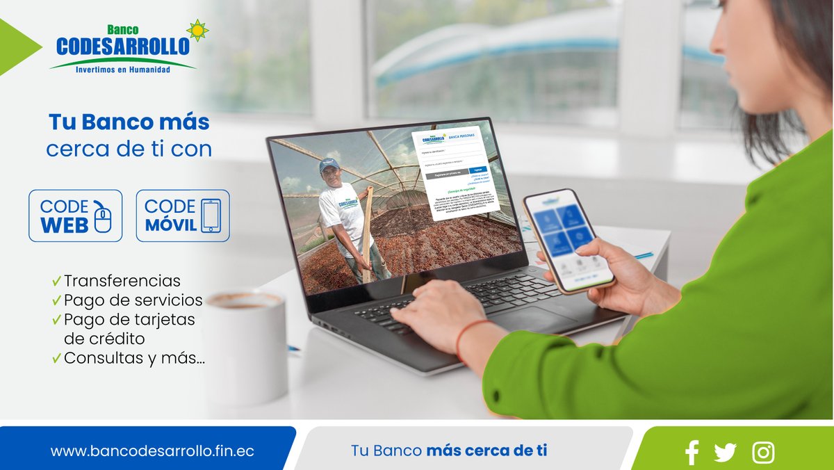 BanCodesarrollo's tweet image. 🤔 ¿Ya usaste nuestros canales electrónicos #CodeWeb y #CodeMóvil?
Realiza:
✅ Transferencias
✅ Pago de servicios
✅ Pago de tarjetas de crédito
✅ Consultas y más
#BancoCodesarrollo #TuBancoMásCercaDeTi #InvertimosEnHumanidad