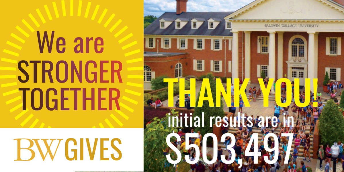 BWalumni's tweet photo. Because of your generosity, we have surpassed our goal and raised $503,497! THANK YOU, you've shown we are STRONGER TOGETHER! Click here for full results: https://t.co/P4IuZMMslS #YJ4L #BWGives https://t.co/evtHPLZfXD