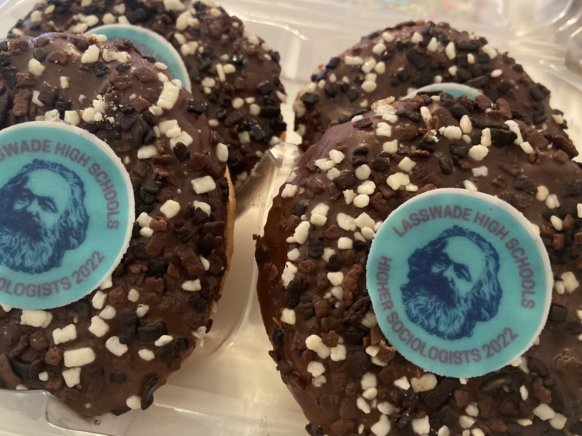 Last lesson today with all my higher sociologists as they go off on study leave after the Easter break! Sad to see many of the 6th years go. At least they all knew who was on the doughnuts this year 😂 #DREAM @LasswadeSocial