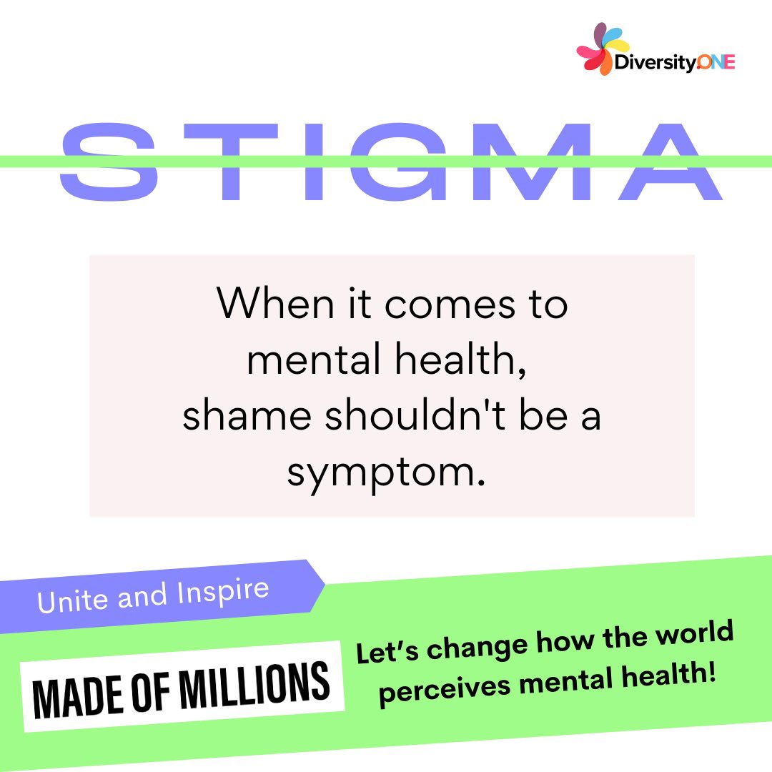 diversityD1's tweet photo. Let’s break the stigma on mental disorders, and transform how the world perceives mental health, so no one is afraid to seek help! Empower those affected by mental illness with @madeofmillions_ !
#diversityispowerful #inclusion #mentalhealth #neurodiversity #studentmentalhealth https://t.co/1NbLf2THic