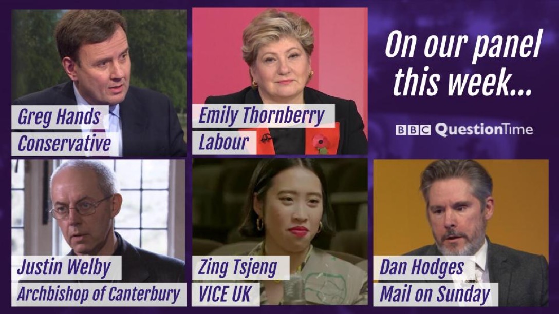GuidoFawkes's tweet photo. Who’s on Question Time Tonight? #BBCQT https://t.co/XF4PxZJ96Y https://t.co/APUlIMAyOW