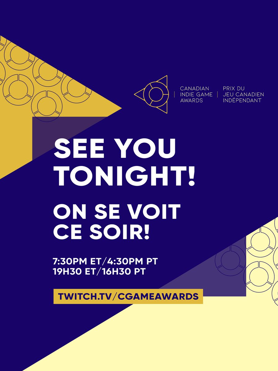 cgameawards's tweet photo. The first ever 2022 #CanadianIndieGameAwards is TONIGHT at 4:30PM PT | 7:30PM ET! 

Join us in celebrating Canada's incredible pool of independent studios &amp; developers 🇨🇦

Find out the winners during our show, hosted by @thisiscamco 🏆

📺 https://t.co/l1kqJ8RuN4

#cgameawards https://t.co/sNAKRsIjkp