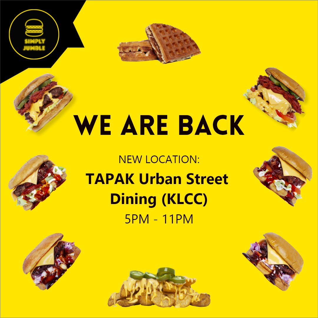SimplyJumble's tweet photo. Salam Ramadhan Everyone, we are back in business! Don't forget to drop by the new location if you haven't tried our jumble burgers.

Oh and we are having a Ramadhan Special too! 😊 https://t.co/EpcXl9jv3g