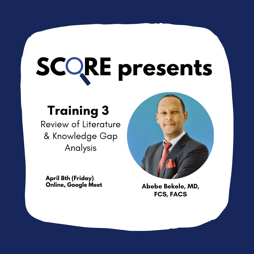emsa_aa's tweet photo. Hola SCOREnthusiasts!
 
SCORE AA’s weekly training session will continue this week with our very own Prof. Abebe Bekele. This week’s topic is “Literature Review and Knowledge gap analysis”.  

Date: Fri, April 8, 2022
Time: 11:45 LT.

Bluest Hugss💙💙💙 https://t.co/TSi0JYMqoX