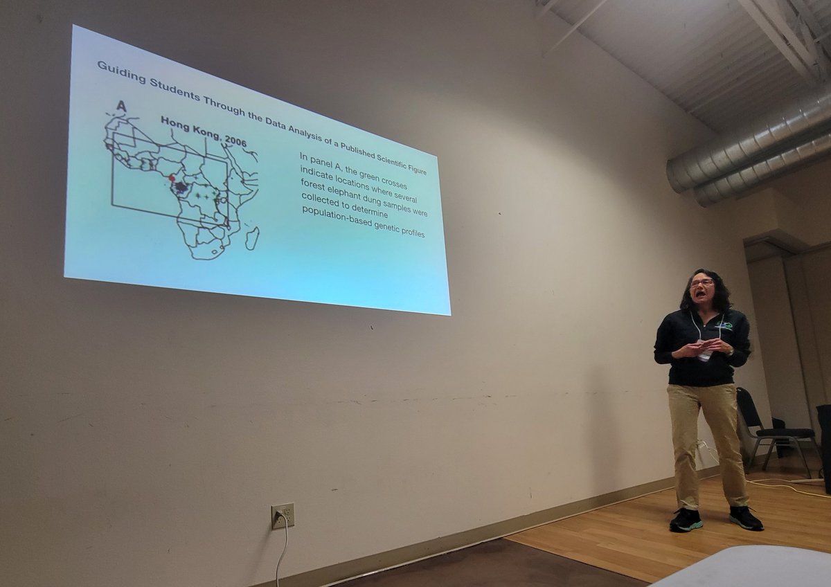 BK3DSci's tweet photo. At #WSST listening to @WIScienceTeach co-chair Amy Fassler talk data of elephants & ivory poaching. Great topic for #APenvironmental students! @BIOINTERACTIVE https://t.co/pjVT4cMhmF