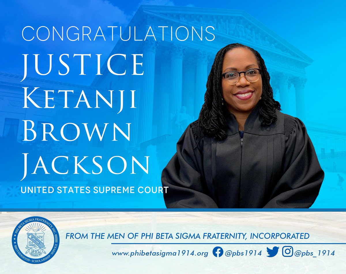 pbs_1914's tweet photo. The men of Phi Beta Sigma Fraternity, Inc. congratulate Judge Ketanji Brown Jackson on her historic confirmation to the United States Supreme Court. (1/2) https://t.co/yIkCD51ijU