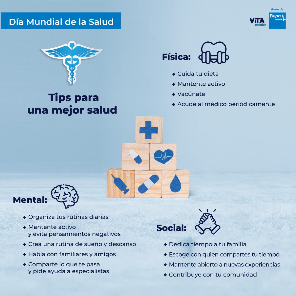En el #DíaMundialDeLaSalud aprendemos a cuidar mejor nuestra salud física, mental y social. 

#WorldHealthDay